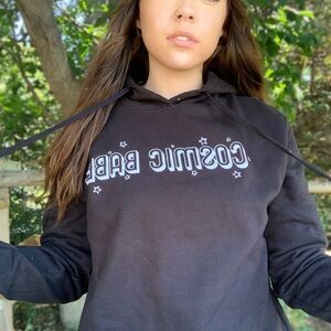 Cosmic Babe Black Cropped Hoodie